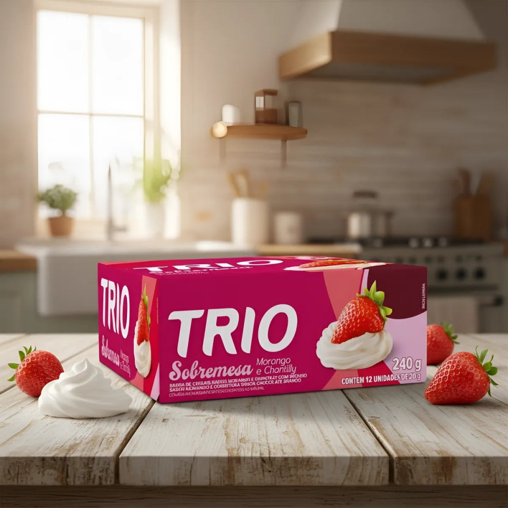 Barra Trio Sobremesa Morango e Chantilly 20g Cx12