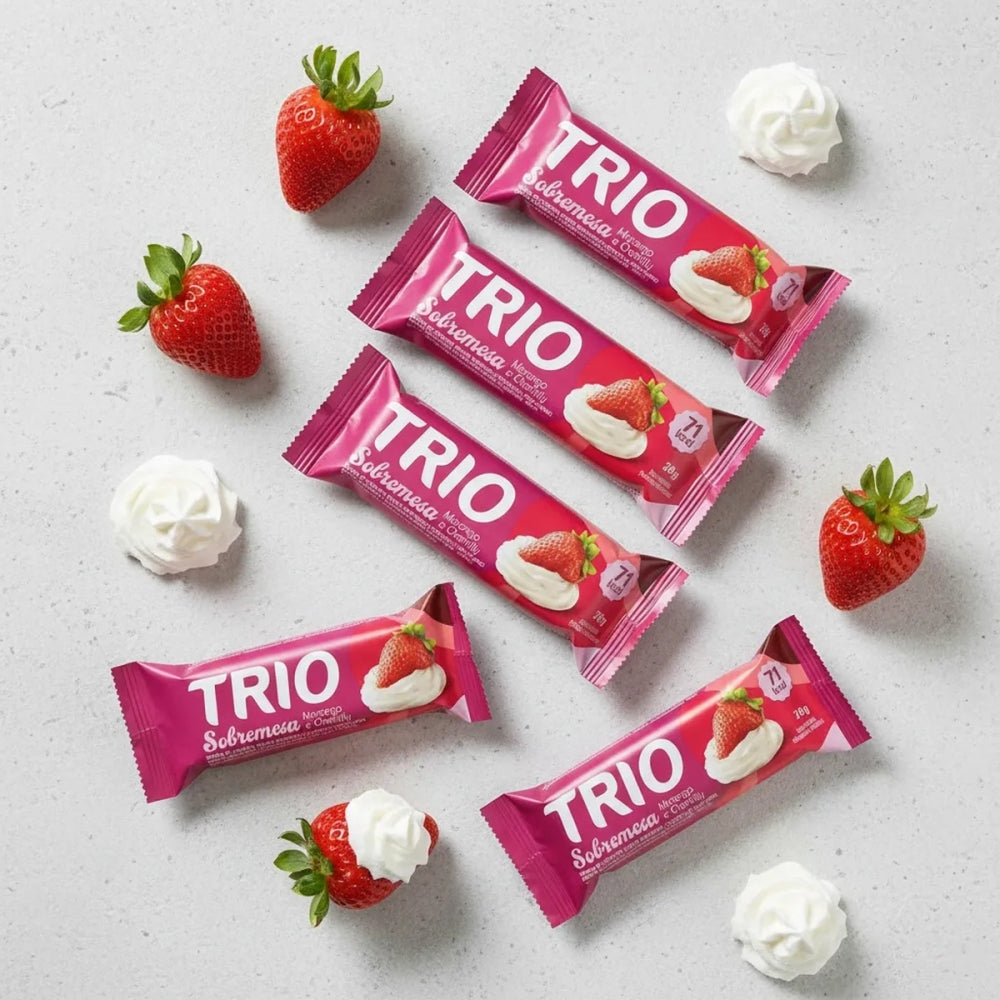 Barra Trio Sobremesa Morango e Chantilly 20g Cx12