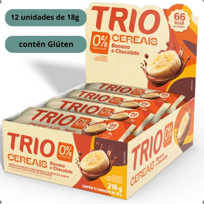 Barra Trio Zero Banana e Chocolate 18g Caixa 12
