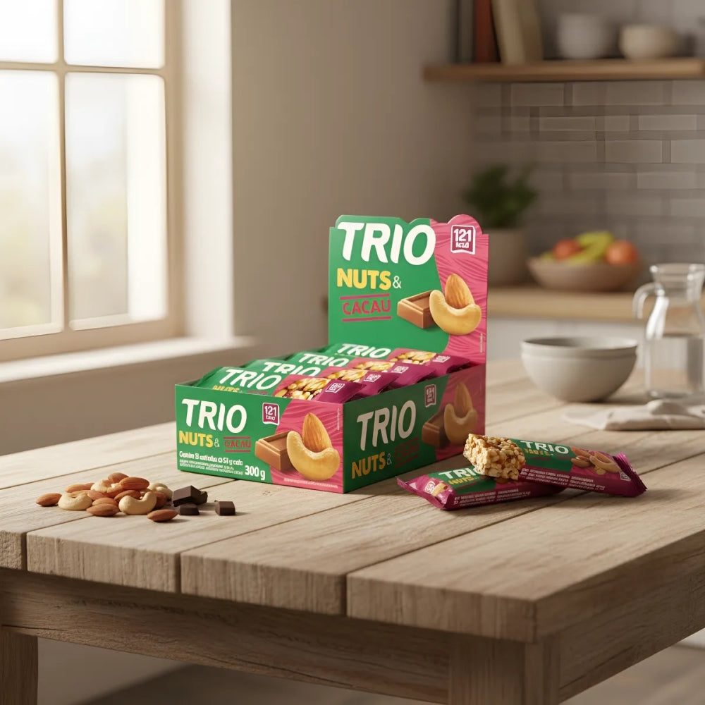 Barra De Cereal Trio Nuts E Cacau 25g - Caixa C/12 Uni.