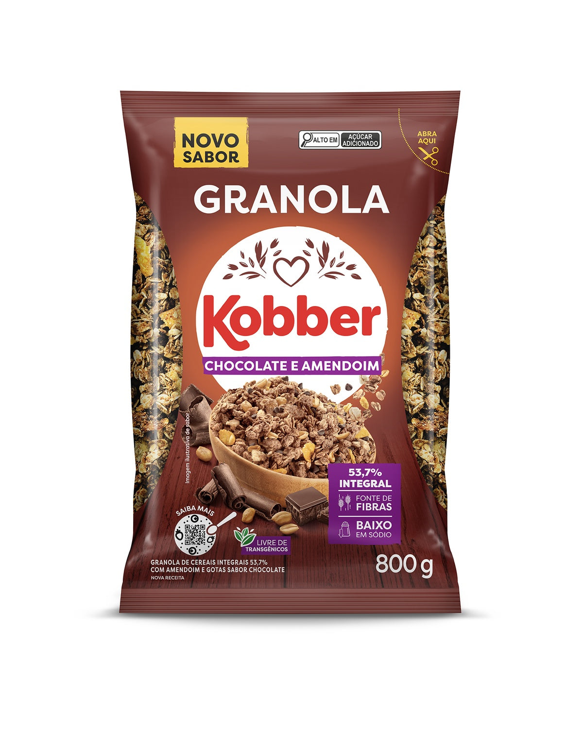 Granola Kobber Chocolate e Amendoim 800g