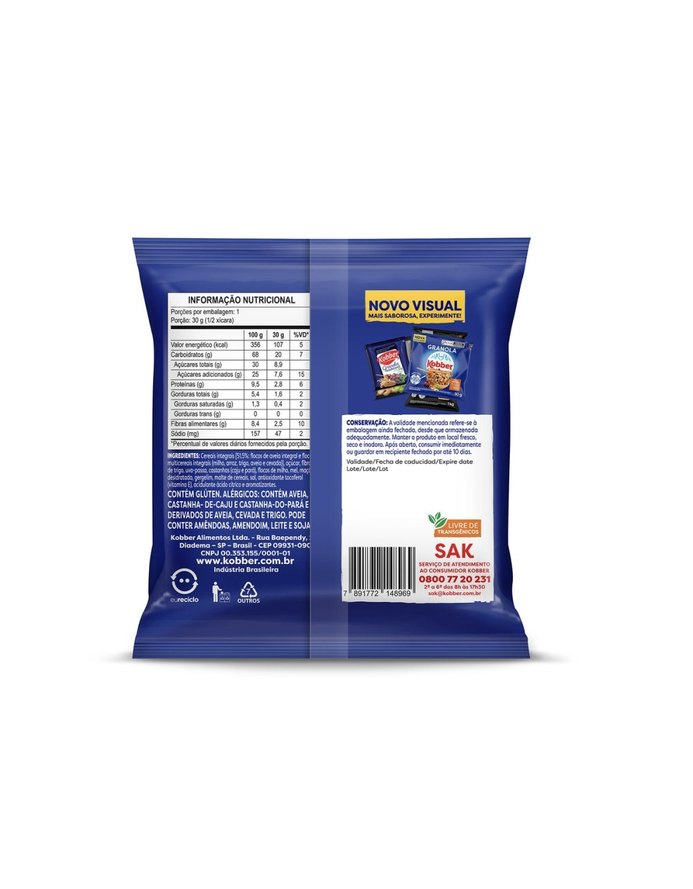 Granola Kobber Tradicional com Mel 30g Caixa 54 Un