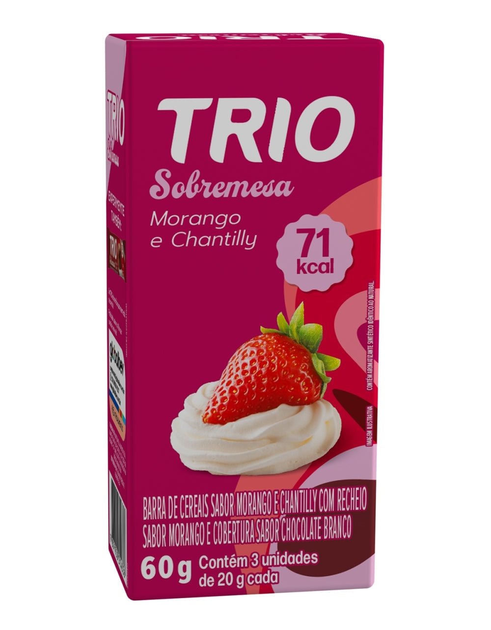Barra Trio Sobremesa Morango e Chantilly 20g 3 Un