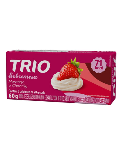 Barra Trio Sobremesa Morango e Chantilly 20g 3 Un