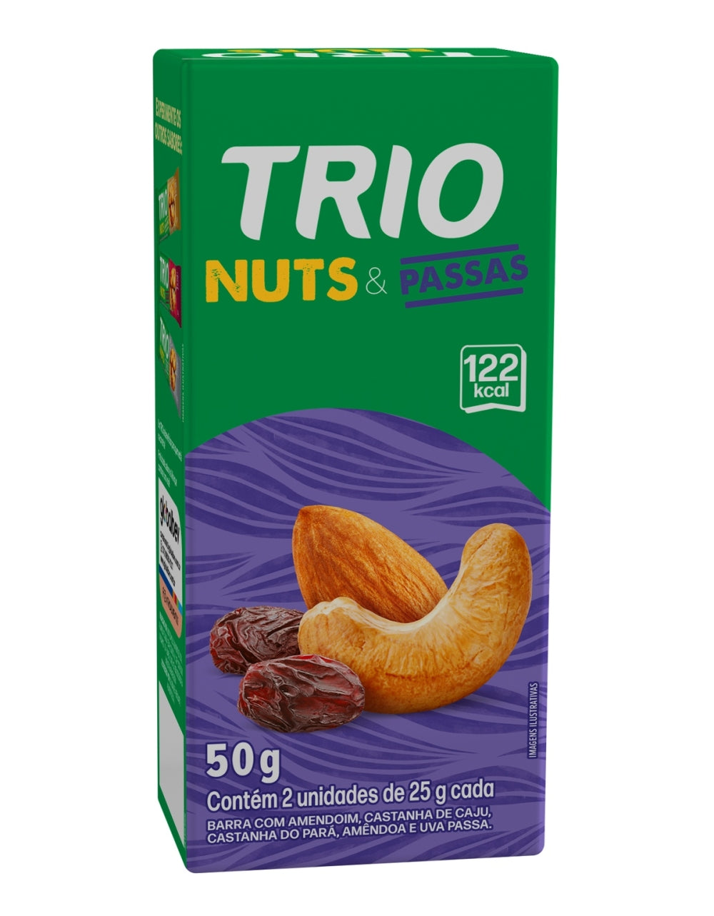 Barra Trio Nuts e Passas 25g Pack com 2 Unidades