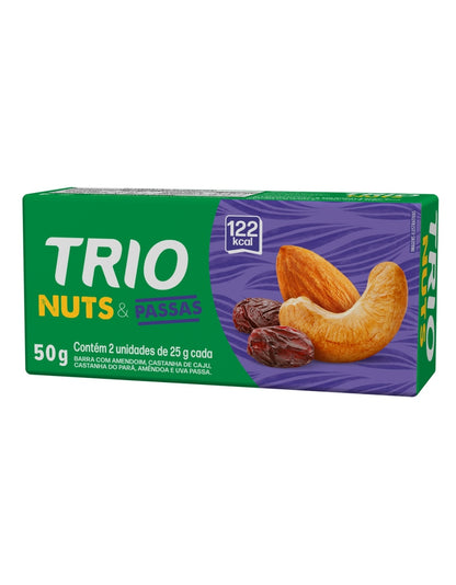 Barra Trio Nuts e Passas 25g Pack com 2 Unidades