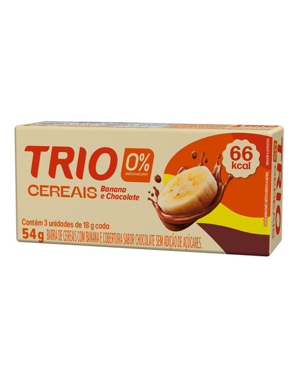 Barra de Cereal Trio Zero Banana e Chocolate 3x18g