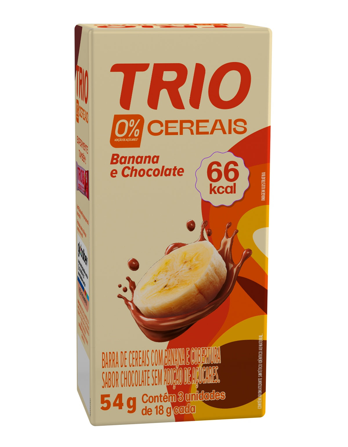 Barra de Cereal Trio Zero Banana e Chocolate 3x18g