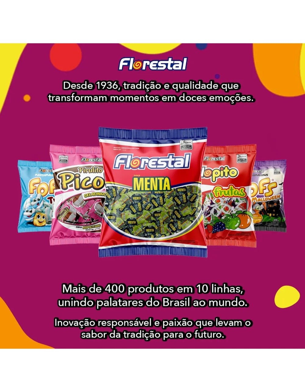 Caramelo Florestal bala dura menta sem gluten 500 g