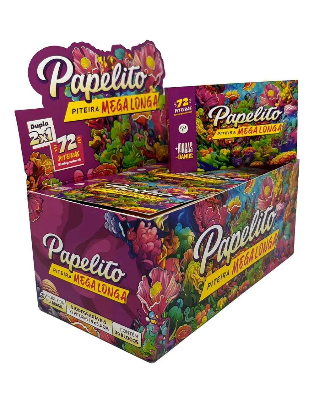 Caixa Piteira Papelito Mega Longa Dupla 2x1 30 Blocos