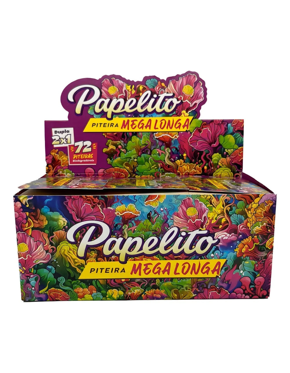 Caixa Piteira Papelito Mega Longa Dupla 2x1 30 Blocos