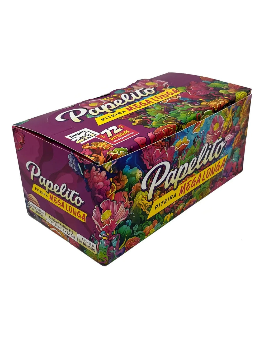 Caixa Piteira Papelito Mega Longa Dupla 2x1 30 Blocos