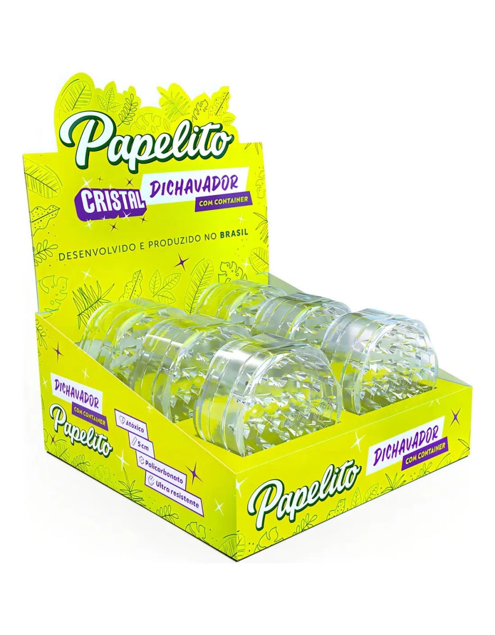 Display Dichavador Policarbonato Papelito Cristal 6 Unidades