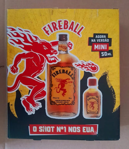 Kit Whisky Fireball 750ml + 2 Miniaturas 50ml + Shot