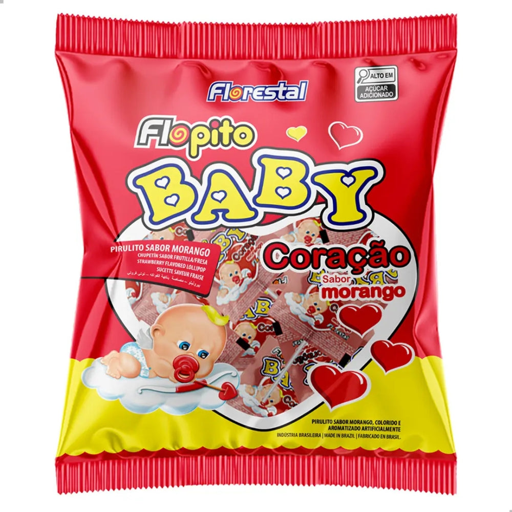 Pirulito Florestal Baby Coracao Morango 400g
