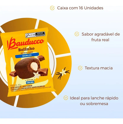 Bolinho Bauducco Chocolate Recheio Baunilha 16x40g
