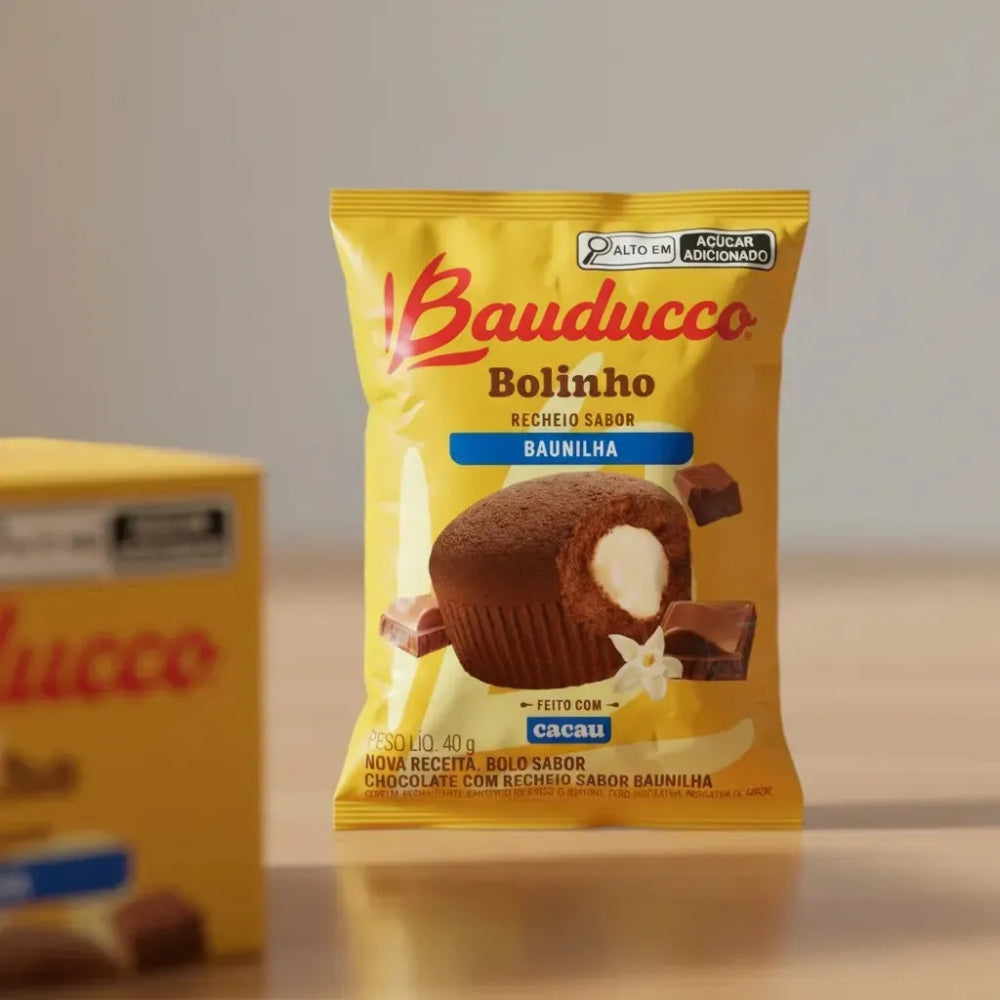 Bolinho Bauducco Chocolate Recheio Baunilha 16x40g