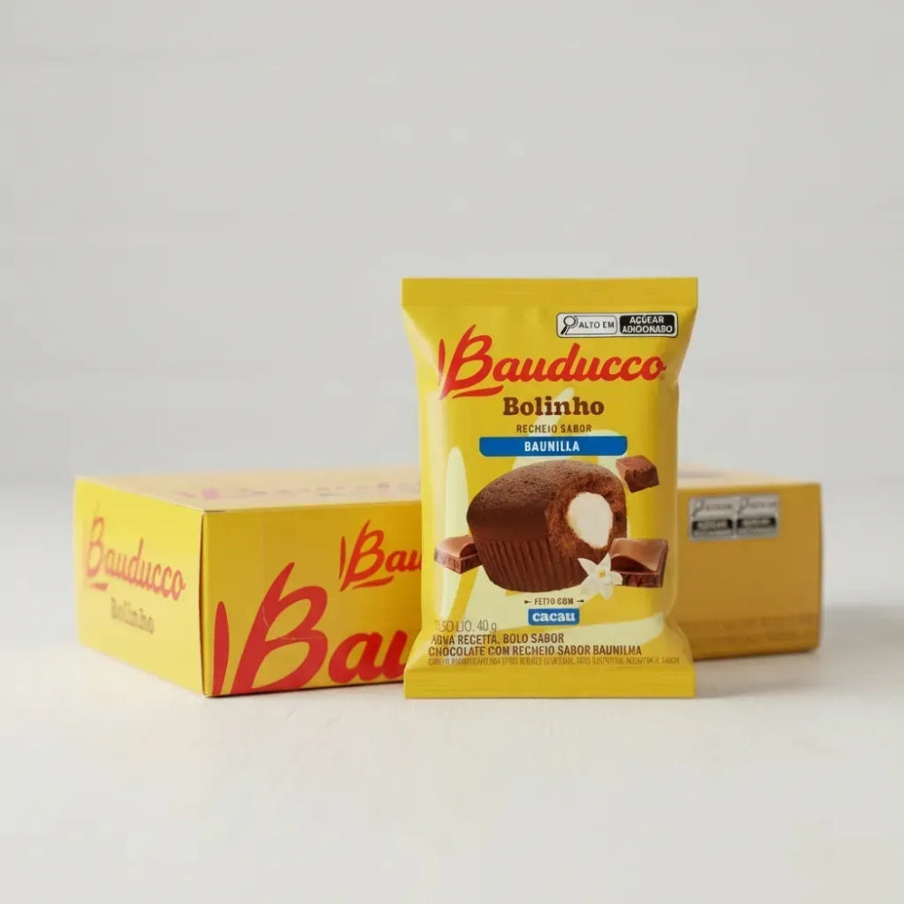 Bolinho Bauducco Chocolate Recheio Baunilha 16x40g