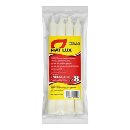 Vela Palito Fiat Lux Branca No8 Caixa com 24