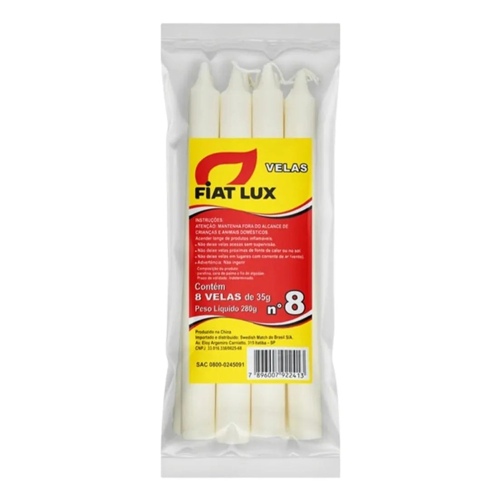 Vela Palito Fiat Lux Branca No8 Caixa com 24