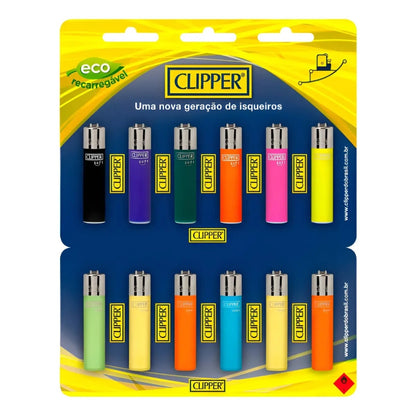 Isqueiro Clipper Maxi Recarregavel Cartela com 12