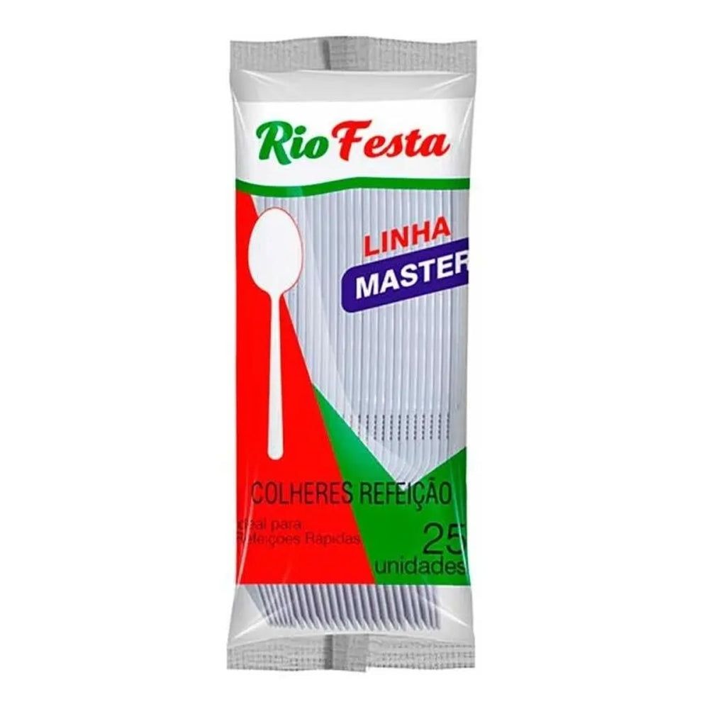 Colher Refeicao Master Branca Rio Festa Descartavel 25 Un