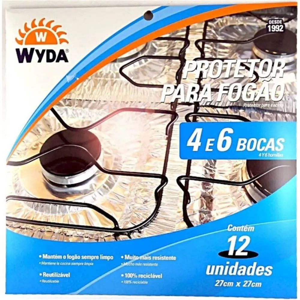 Protetor de Fogao Wyda Aluminio 4 e 6 Bocas 12 Un 27x27