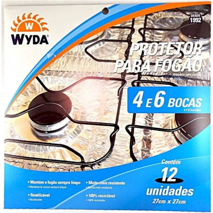 Protetor de Fogao Wyda Aluminio 4 e 6 Bocas 12 Un 27x27