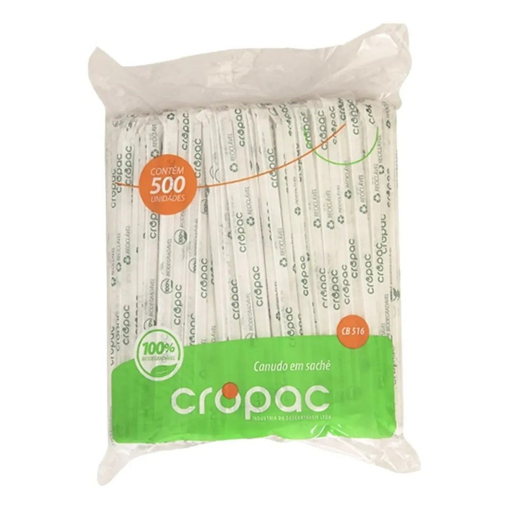 Canudo Cropac 5mm Sache Biodegradavel 500 Unidades