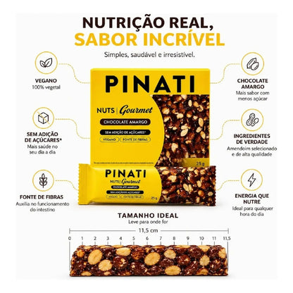 Barra Pinati Nuts Gourmet Chocolate Amargo 25g 20un