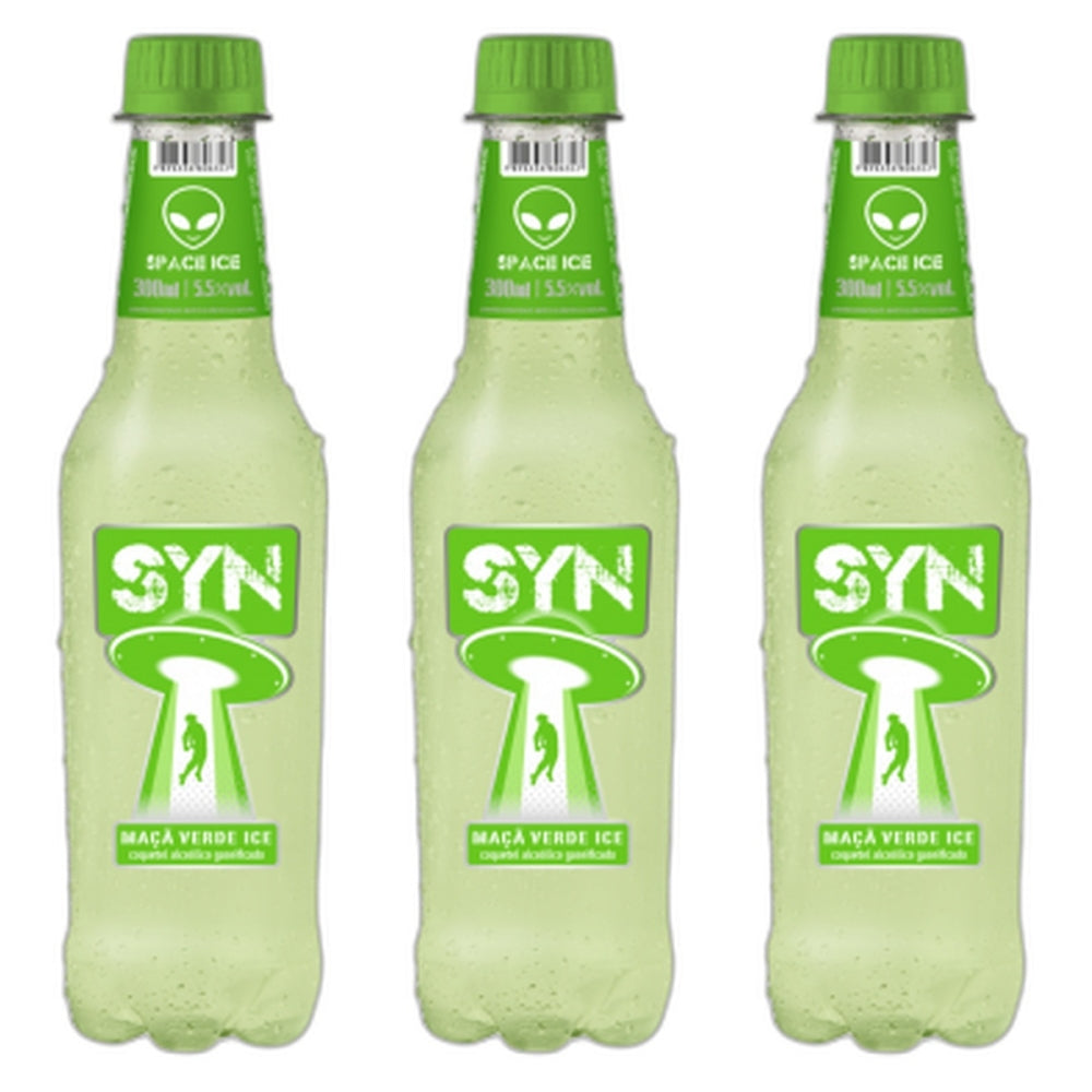 Kit 03 Coquetel Alcoolico Apple Ice Syn Garrafa 300ml