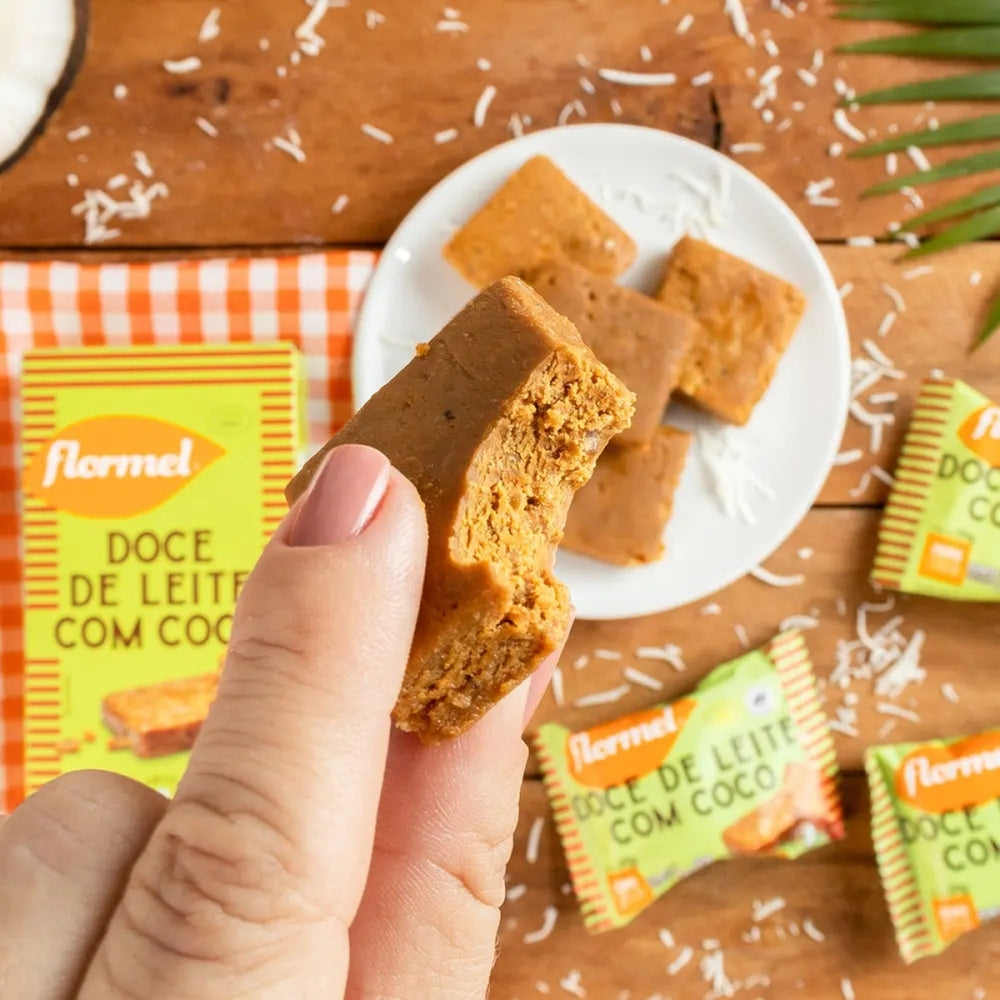 Doce De Leite Com Coco Zero Açúcar Flormel Caixa 24 Tabletes