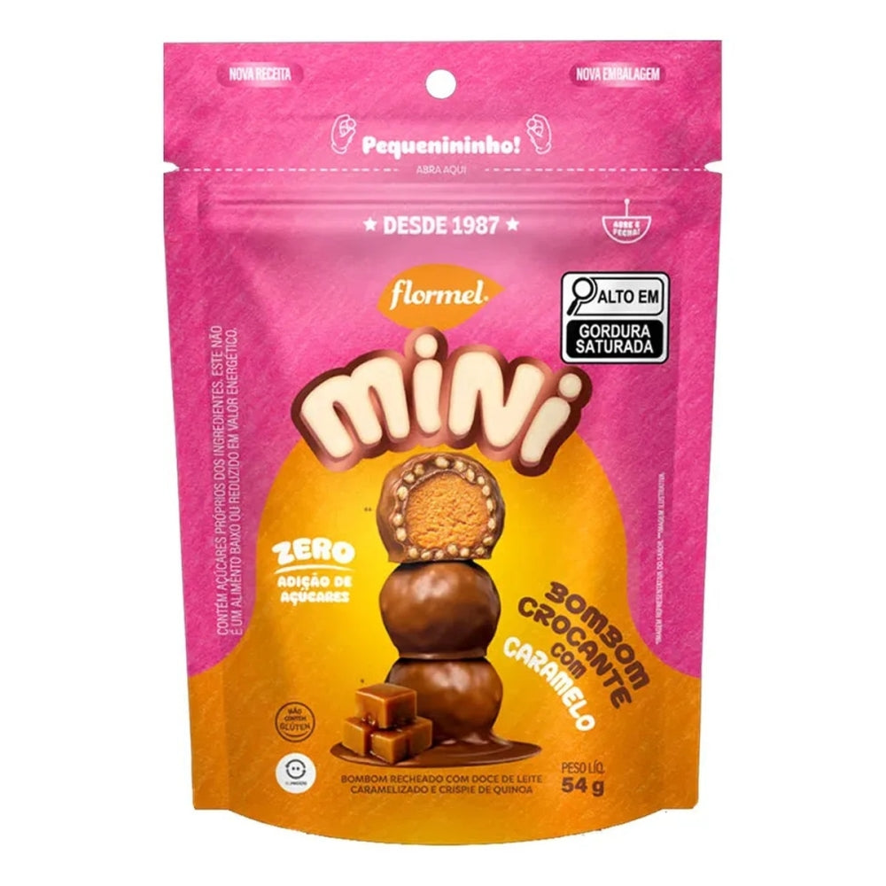 Mini Bombom Ao Leite Com Caramelo Zero Açúcar Flormel 54g Doce Chocolate
