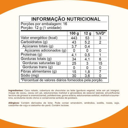Bombom Com Coco Mini + Flormel Zero 12g 16 Unidades