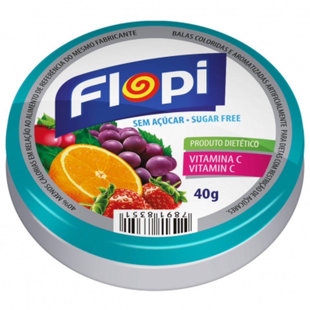 Bala Flopito S/Acucar Fruit Mix 12 Unidades De 40G
