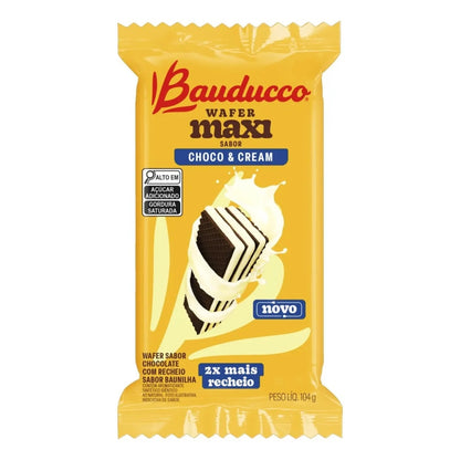 Wafer Maxi Choco e Cream 2x Mais Recheio 104g Bauducco