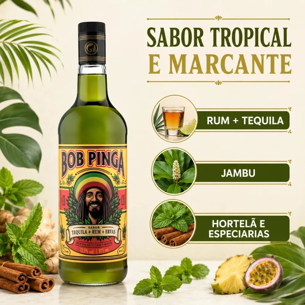 Coquetel Tropical Bob Pinga Com Tequila Rum Ervas Finas