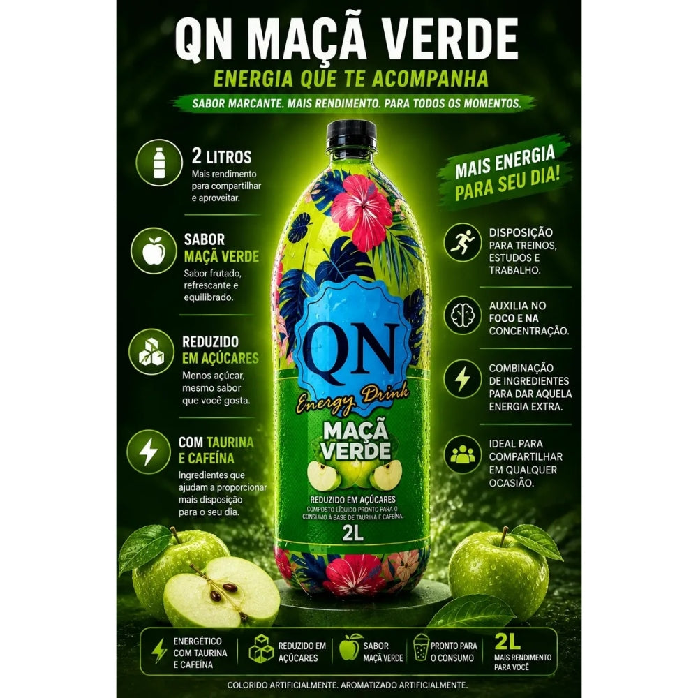 Energético QN Maçã Verde 2 Litros