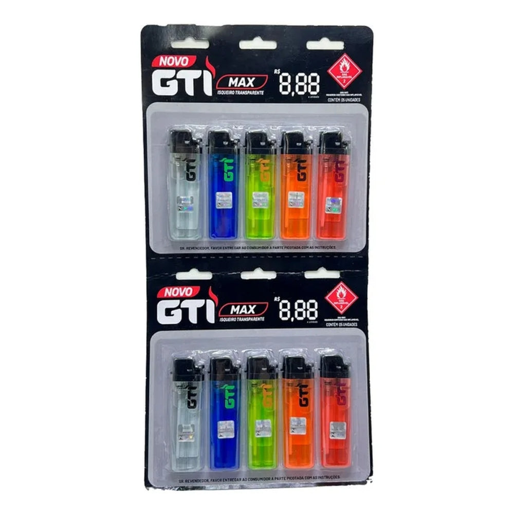 Isqueiro GTI Max Transparente Cartela com 10