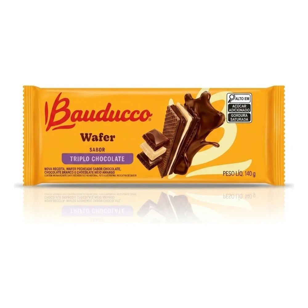 Wafer Triplo Chocolate 140g Caixa com 54 Unidades