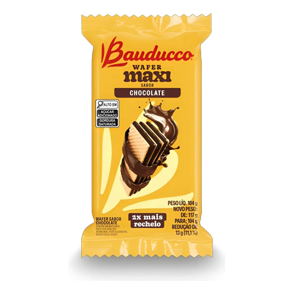 Wafer Maxi Chocolate Bauducco 104 g Caixa com 36
