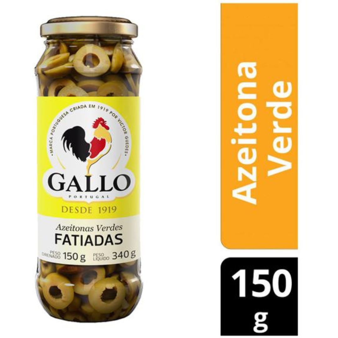 Embalagem de azeitona verde fatiada Gallo, 150g