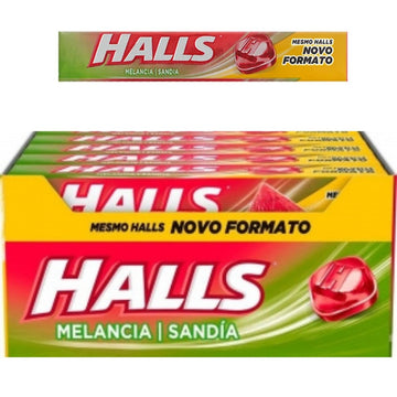 Bala Halls Melancia Caixa Com 21 Unidades 28g