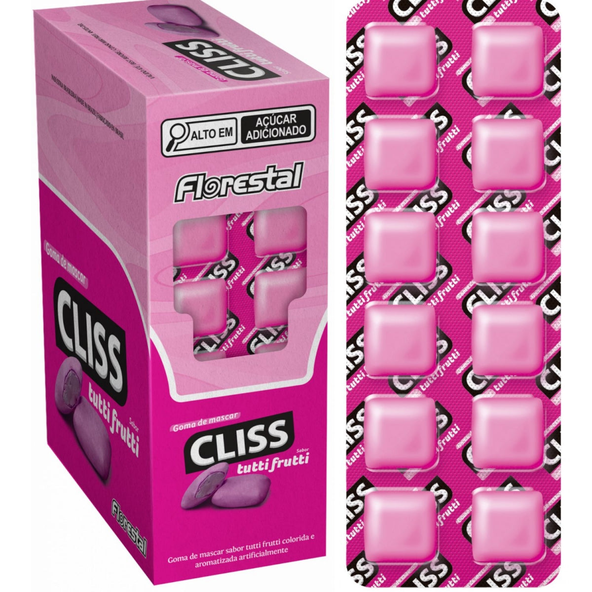 Chiclete Florestal Cliss Tutti Frutti 16,8G Cartela Com 12
