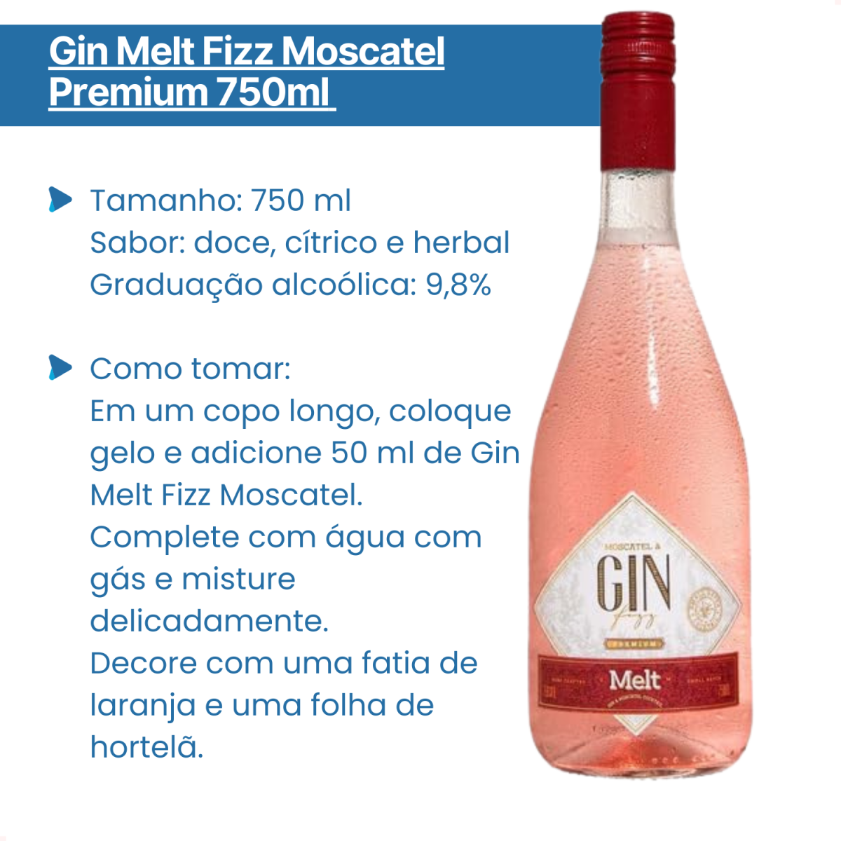 Gin Melt Fizz Moscatel Premium 750ml Envio Imediato — imagem 2