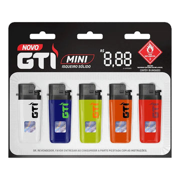 Isqueiro GTI Mini Solid Cartela com 10 Unidades