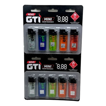 Isqueiro GTI Mini Transparente Cartela com 10
