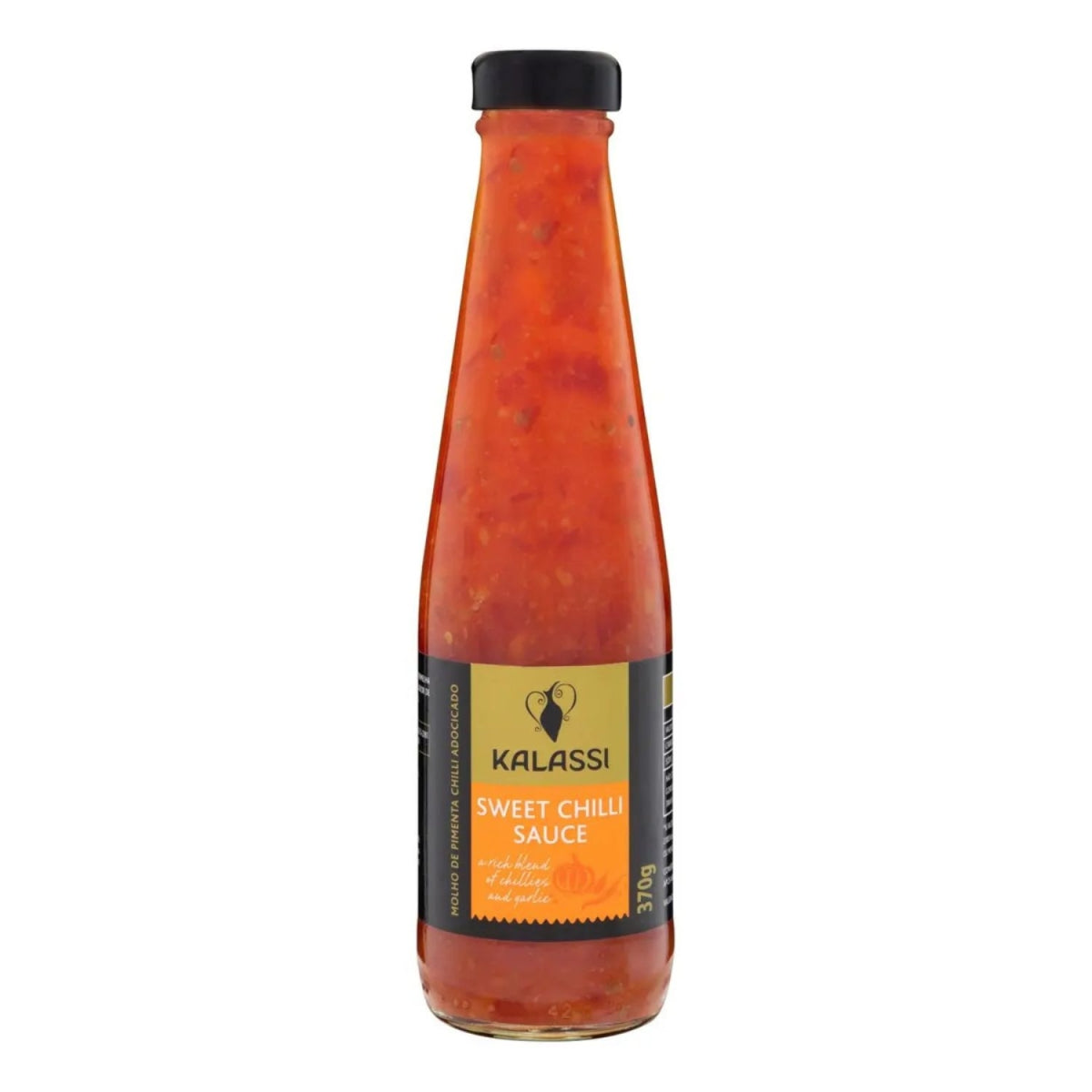 Frasco de vidro do molho de pimenta doce Kalassi Sweet Chilli, 370g