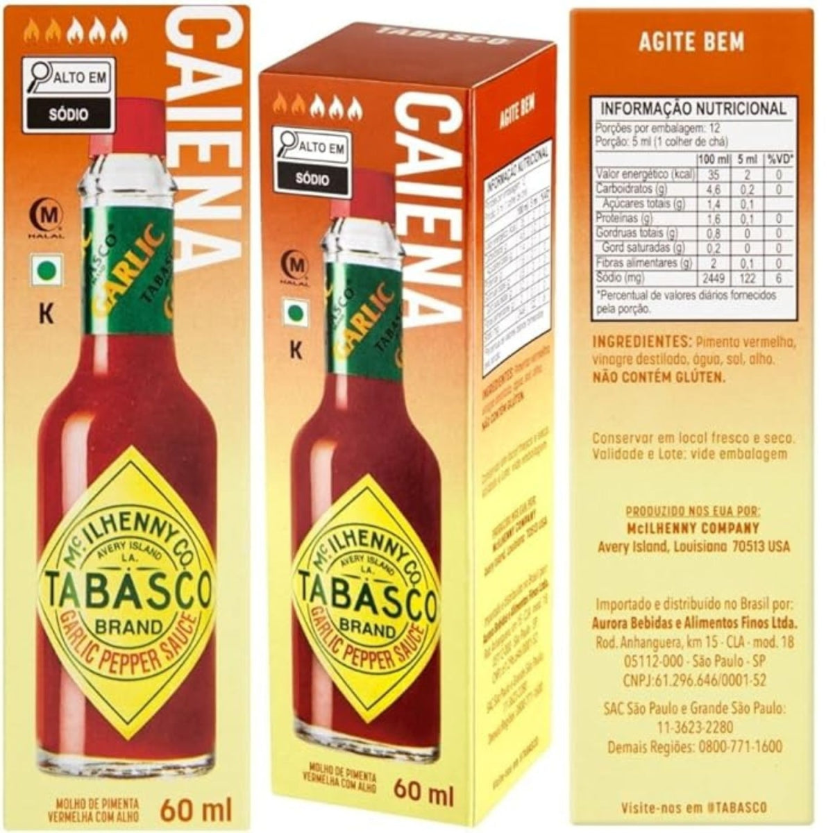 Molho Tabasco Garlic Suave com Alho 60ml - Tabasco