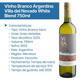 Vinho Branco Argentino Villa del Nevado White Blend 750ml — imagem 2